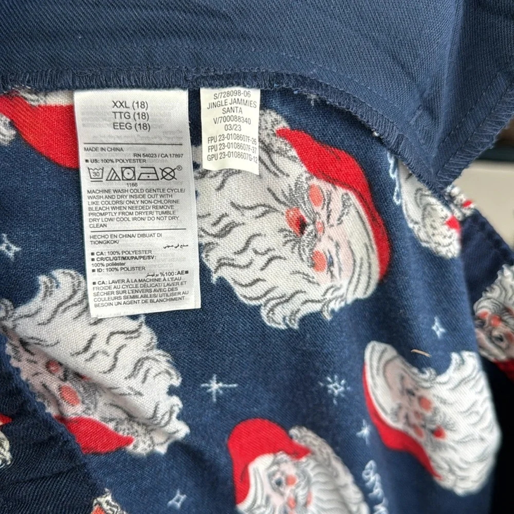 Old Navy Kids Pajama Set Navy and Red Santa Print lightweight unisex XXL 18
